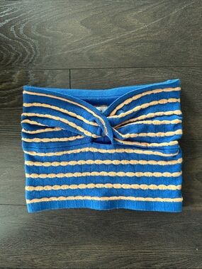 aerie Blue and Tan Striped Knit Tube Top